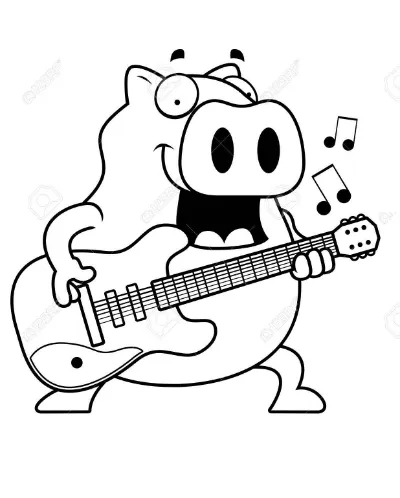 chú lợn béo chơi guitar