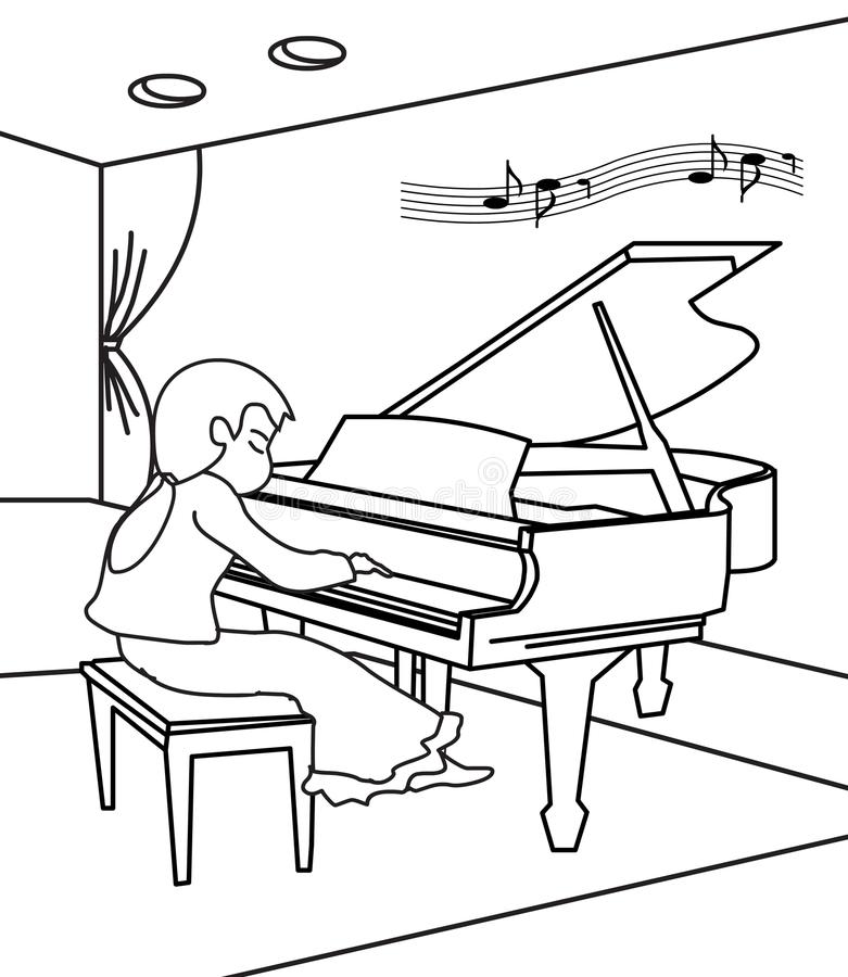 cô gái đang chơi piano