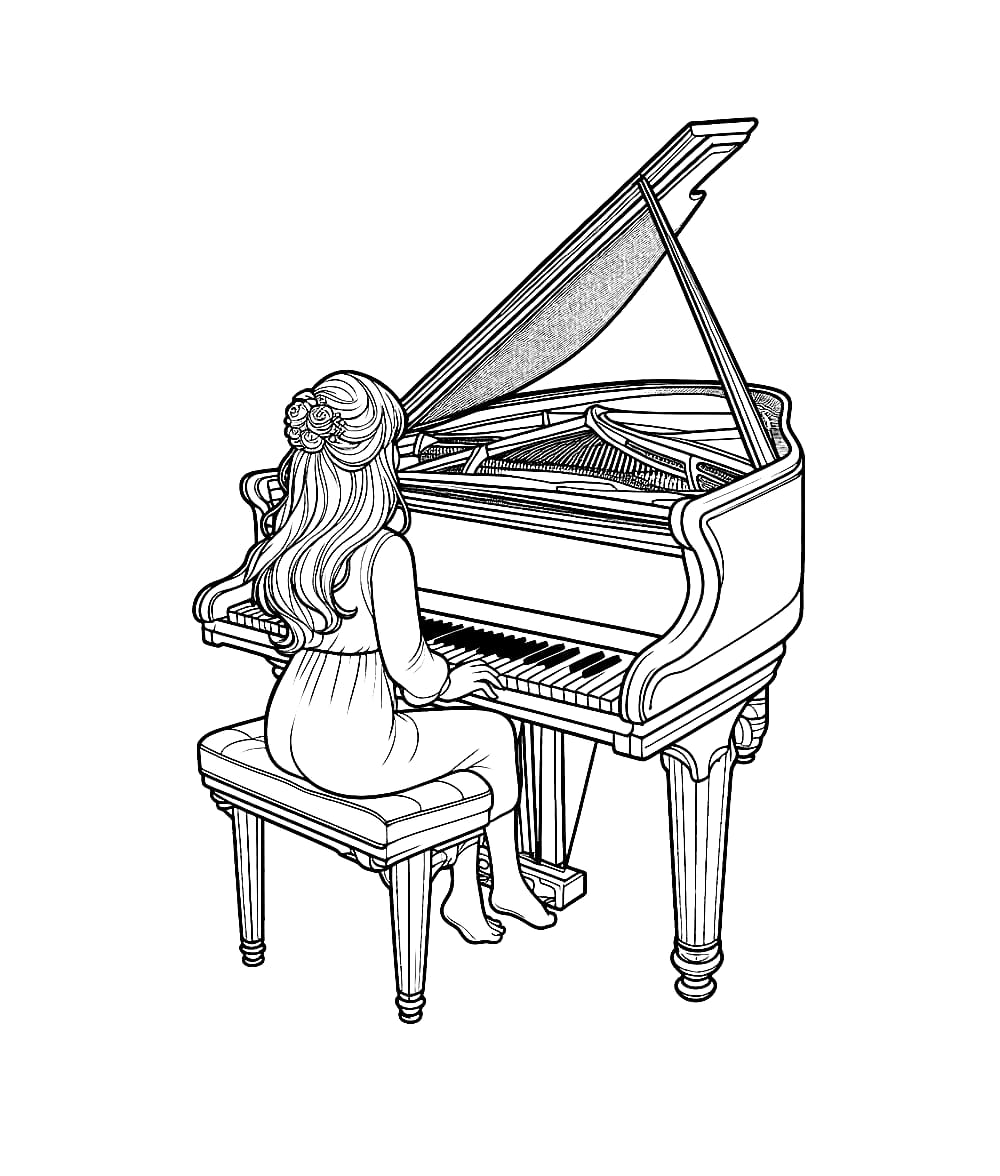 Cô Gái Xinh Đẹp Chơi Đàn Piano