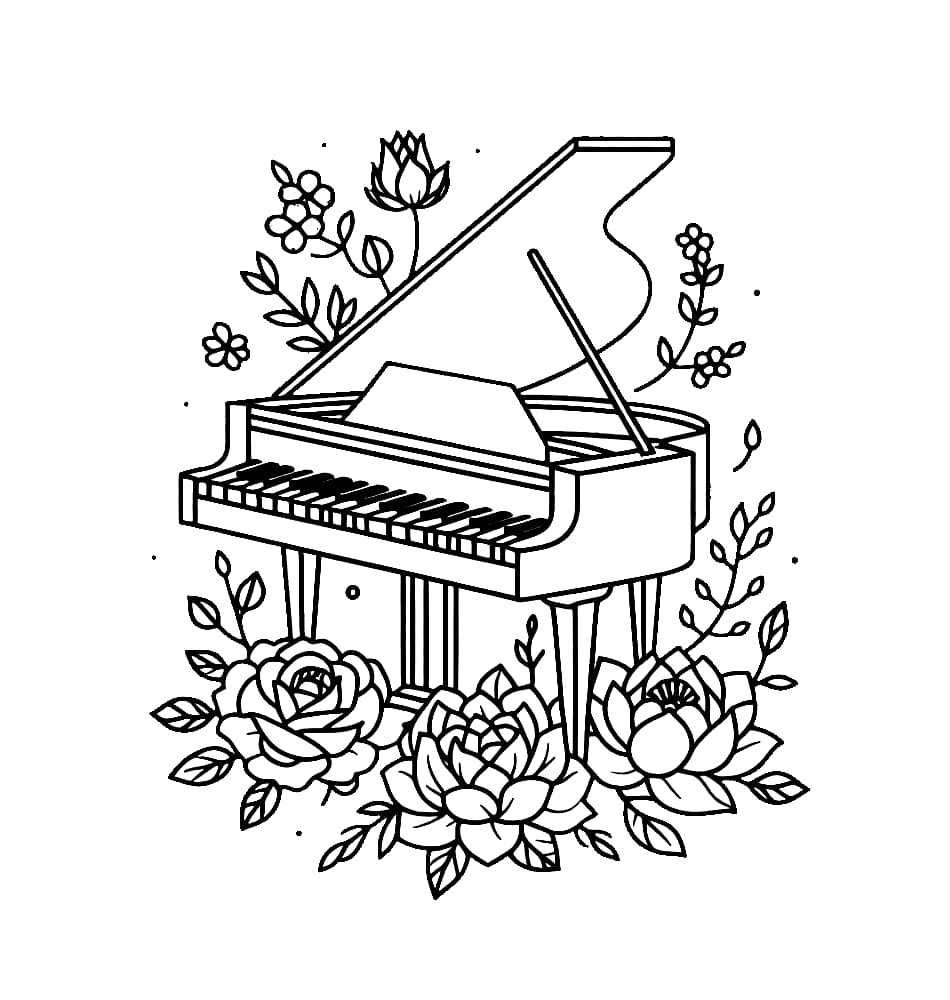 Đàn Piano Và Hoa