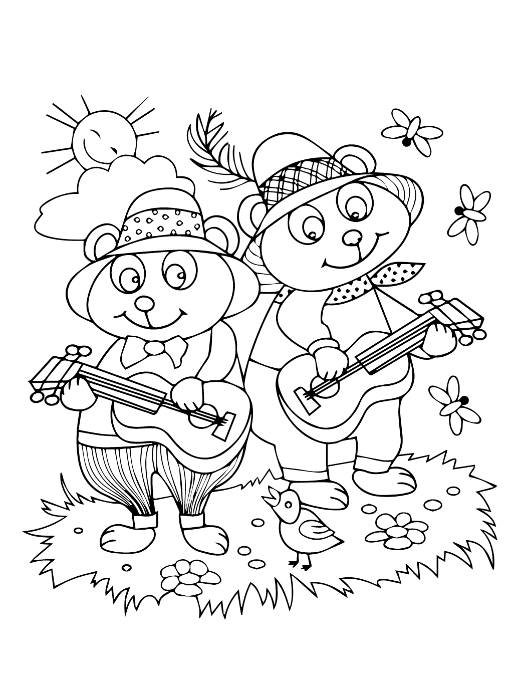 Hai Chú Gấu Với Cây Đàn Guitar