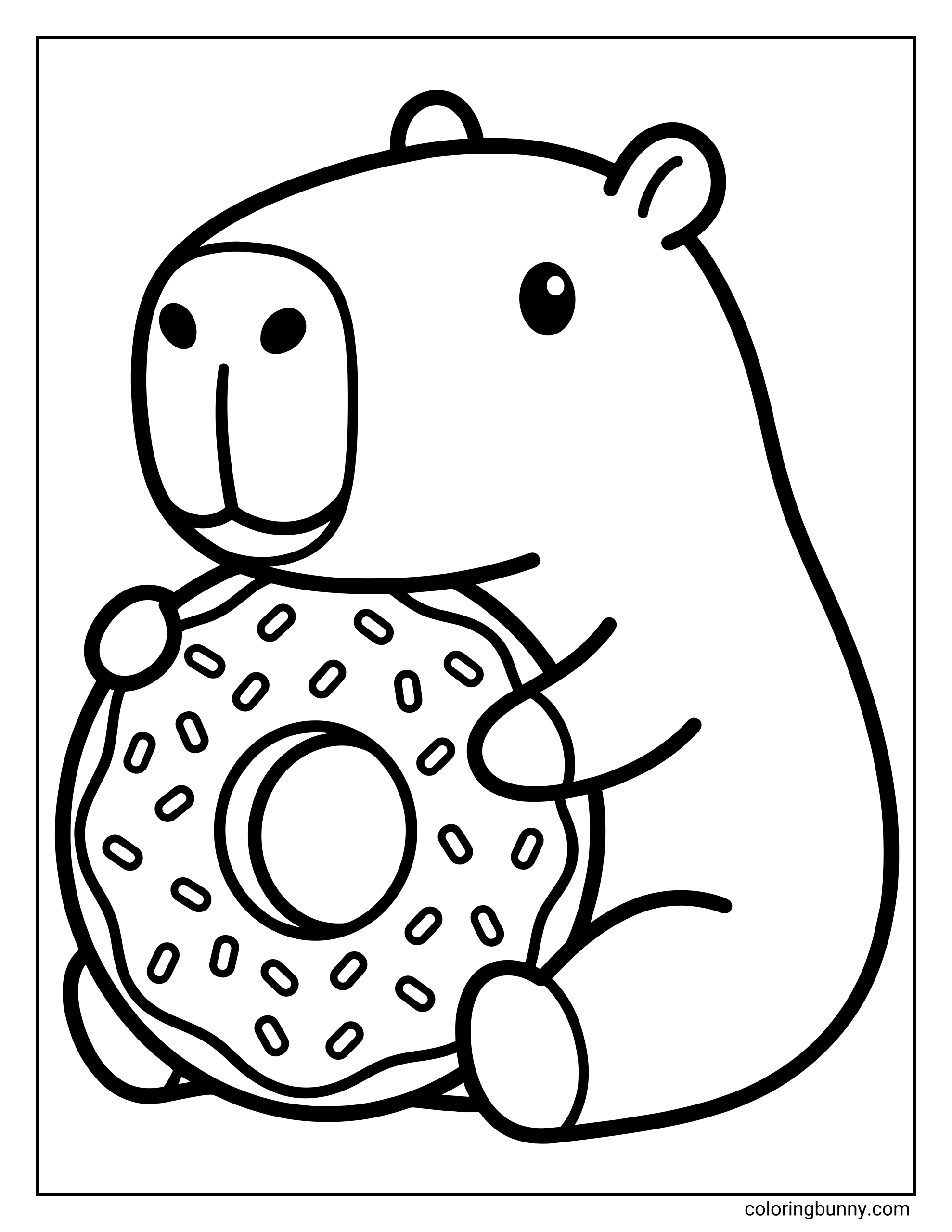 Capybara Ôm Bánh Rán Trang Tô Màu