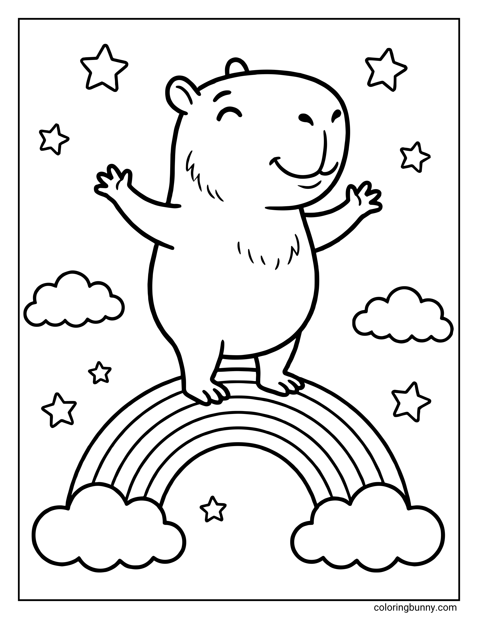 Capybara Cầu Vồng Tranh Tô Màu
