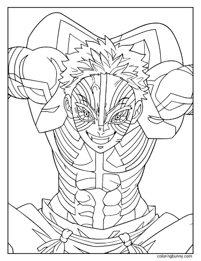 Trang Tô Màu Akaza trong Demon Slayer Lâu Đài Vô Tận