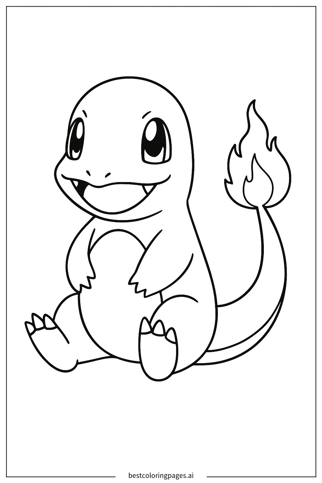 Charmander sitting with its tail flame