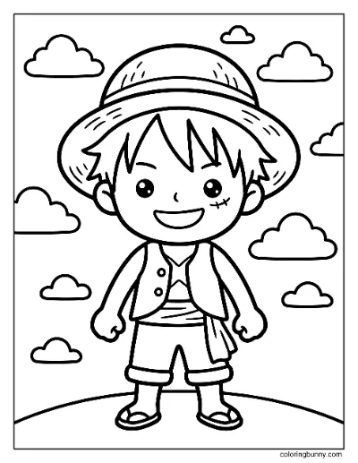 Trang Tô Màu Chibi Monkey D. Luffy One Piece