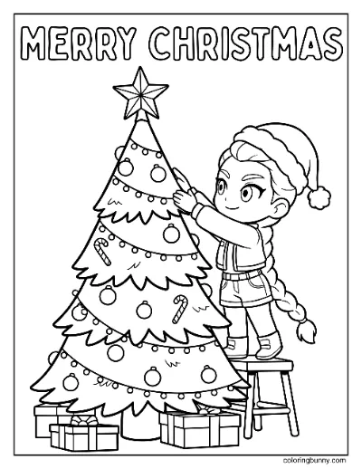 Trang Tô Màu Chibi Rumi Trang Trí Cây Thông Giáng Sinh