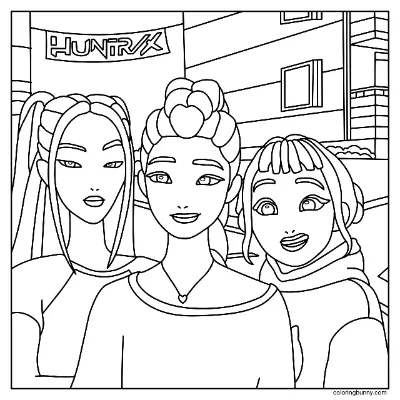 Tranh Tô Màu Mira, Rumi và Zoey KPop Thợ Săn Quỷ