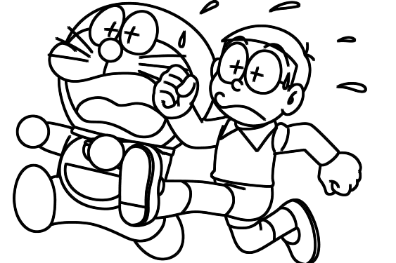 doraemon và nobita đang chạy