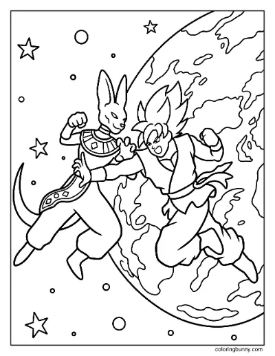 Tranh Tô Màu Goku vs Beerus