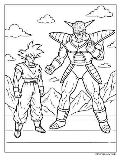 Tranh Tô Màu Goku vs Đội Trưởng Ginyu
