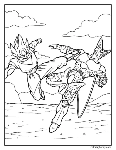 Trang Tô Màu Goku vs Cell