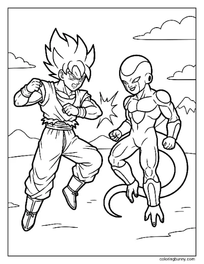 Tranh Tô Màu Goku vs Frieza