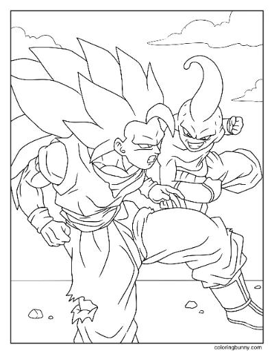 Tranh Tô Màu Goku vs Kid Buu