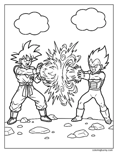 Tranh Tô Màu Cuộc Đụng Độ Tia Sáng Goku vs Vegeta