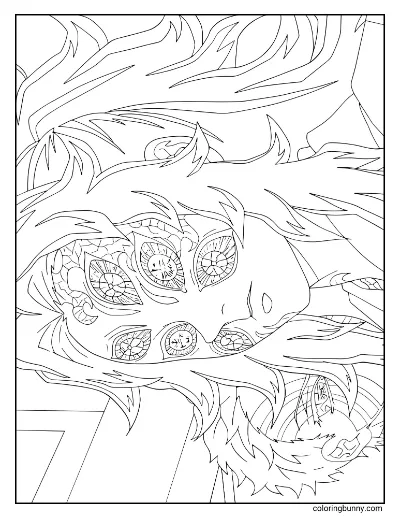 Trang Tô Màu Kokushibo và Akaza trong Demon Slayer Lâu Đài Vô Tận