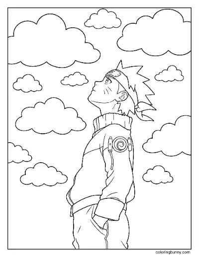 Trang Tô Màu Naruto Nhìn Về Đám Mây