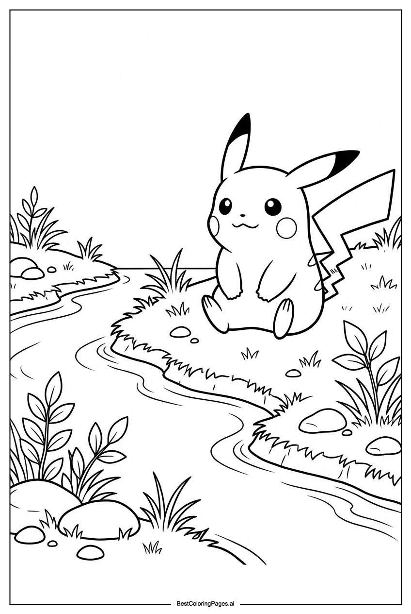 Pokemon by river bank