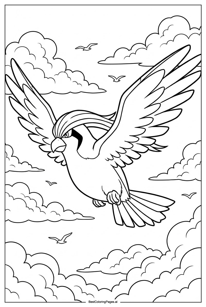 Pokemon flying through sky