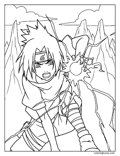 Trang Tô Màu Sasuke Sử Dụng Chidori