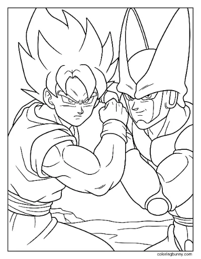 Goku vs Cell Đơn Giản Trang Tô Màu Dragon Ball Z 2
