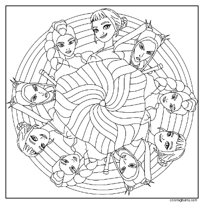 Trang Tô Màu Mandala Huntrix Đơn Giản