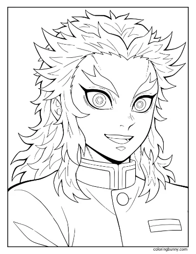 Trang Tô Màu Đơn Giản Kyojuro Rengoku Demon Slayer (1)