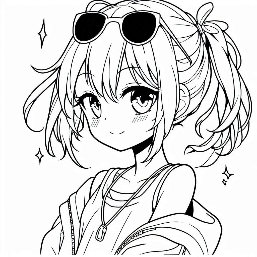 Anime Girl Ngầu Với Kính Râm