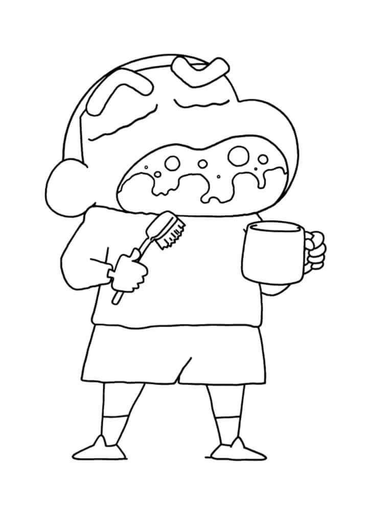 Cậu Bé Shin Đánh Răng