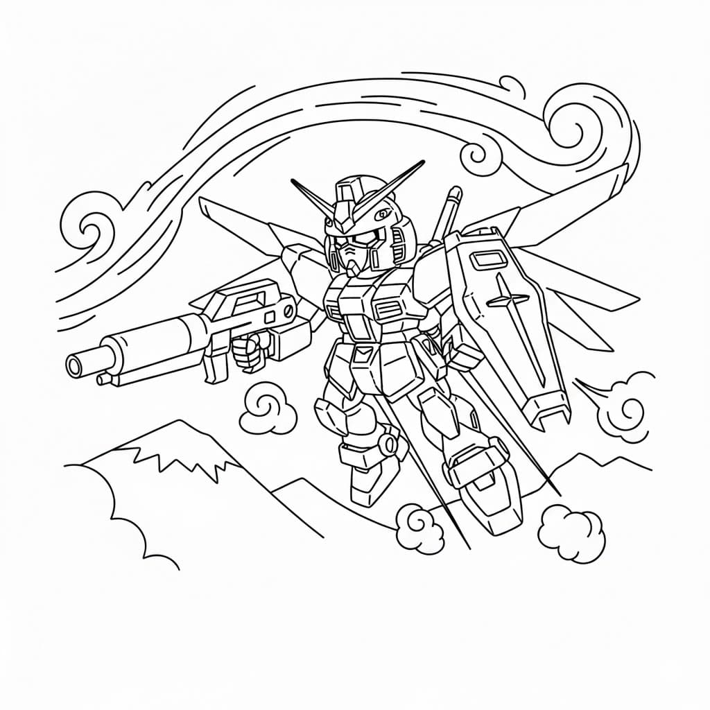 Gundam Chibi Đang Bay