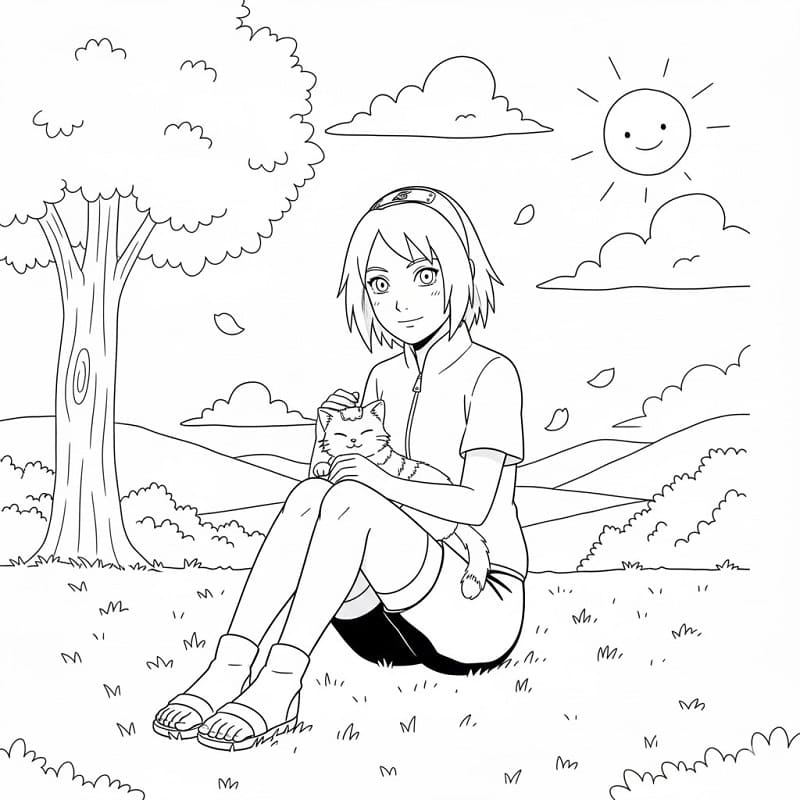 Haruno Sakura Với Con Mèo