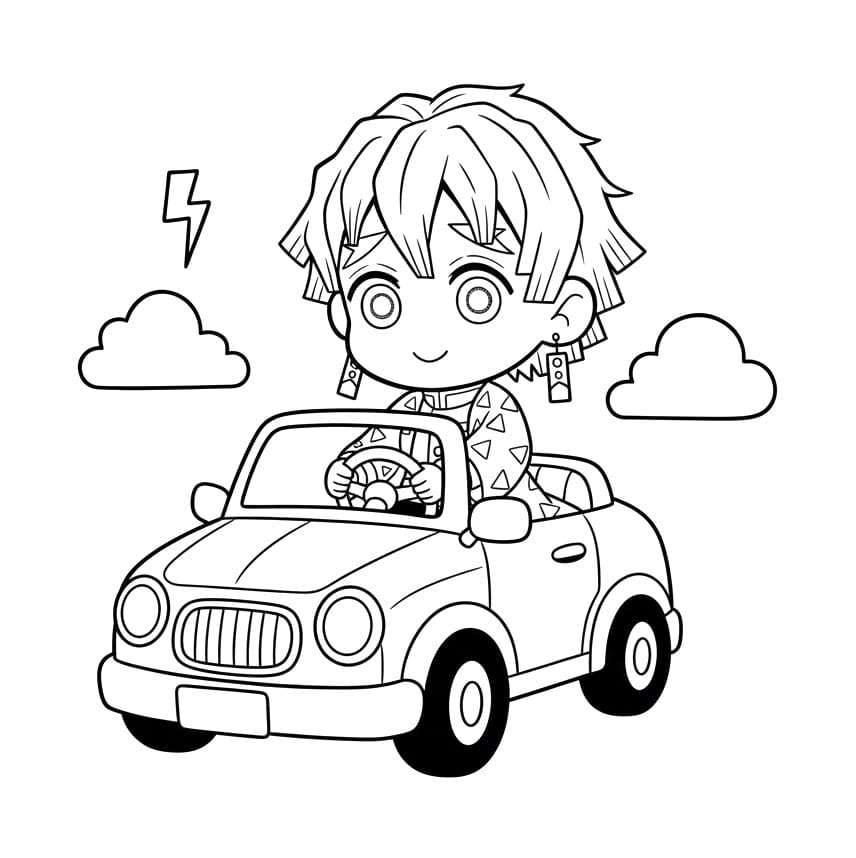 Zenitsu Lái Xe Hơi