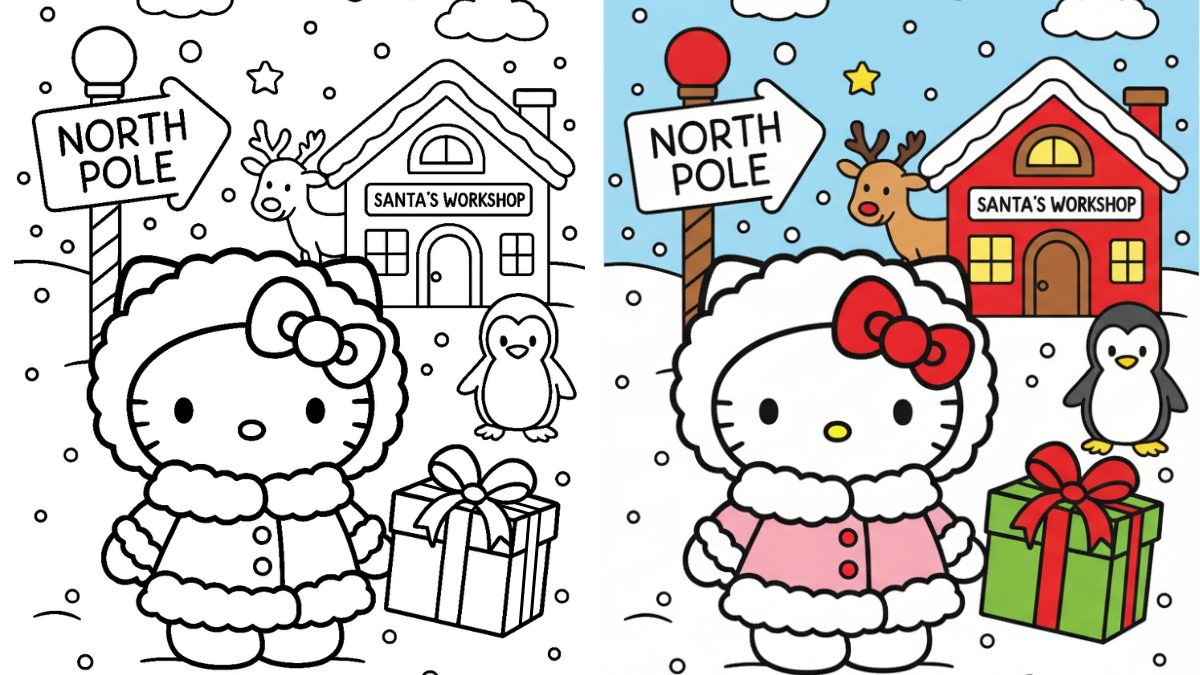 Trang Tô Màu Giáng Sinh Hello Kitty