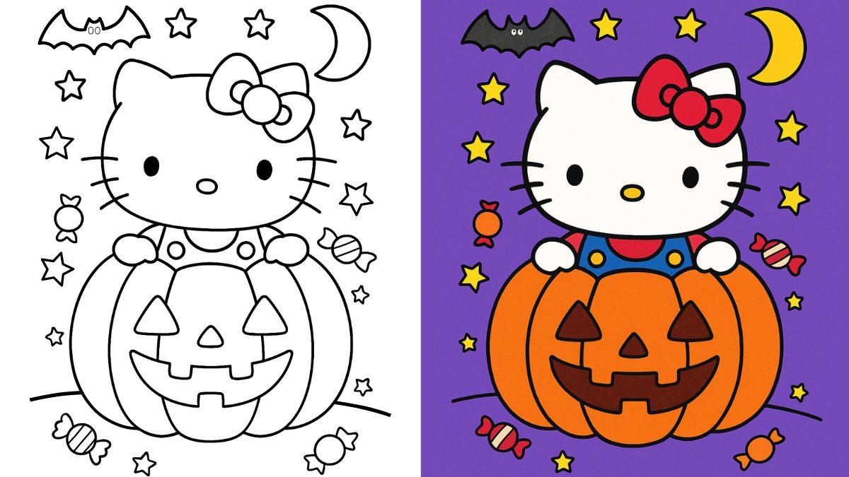Trang Tô Màu Halloween Hello Kitty