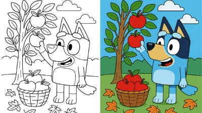 Trang Tô Màu Bluey Mùa Thu