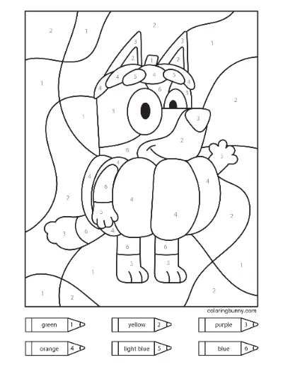 Trang tô màu Bí ngô Halloween Bluey theo số (1)