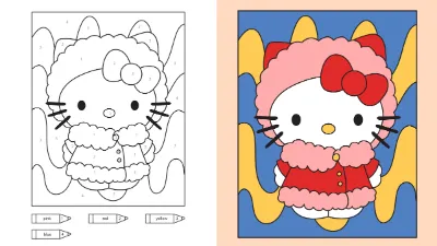 Trang tô màu Giáng Sinh theo số với Hello Kitty vui vẻ