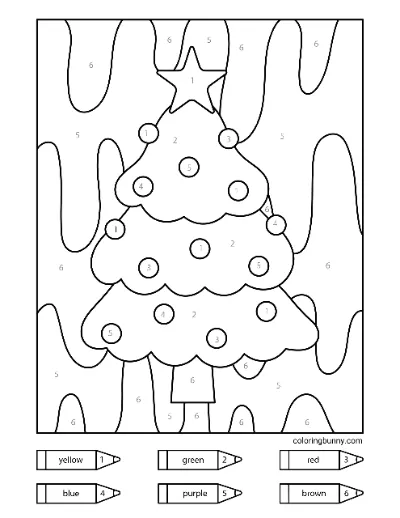 Trang tô màu Giáng Sinh theo số: Cây thông Giáng Sinh