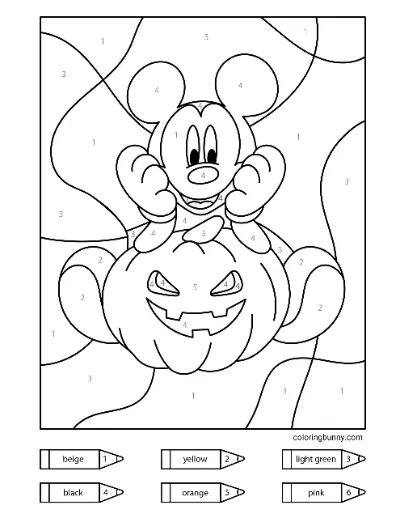Trang tô màu Bí ngô Halloween Mickey Mouse theo số (1)