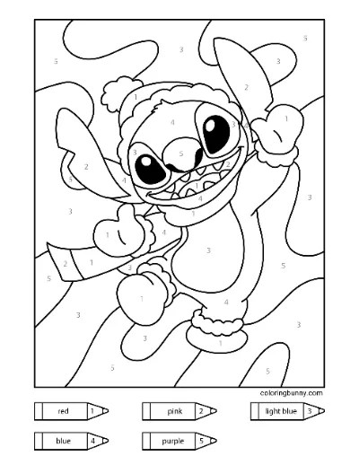 Trang tô màu Giáng Sinh theo số: Ông già Noel Stitch