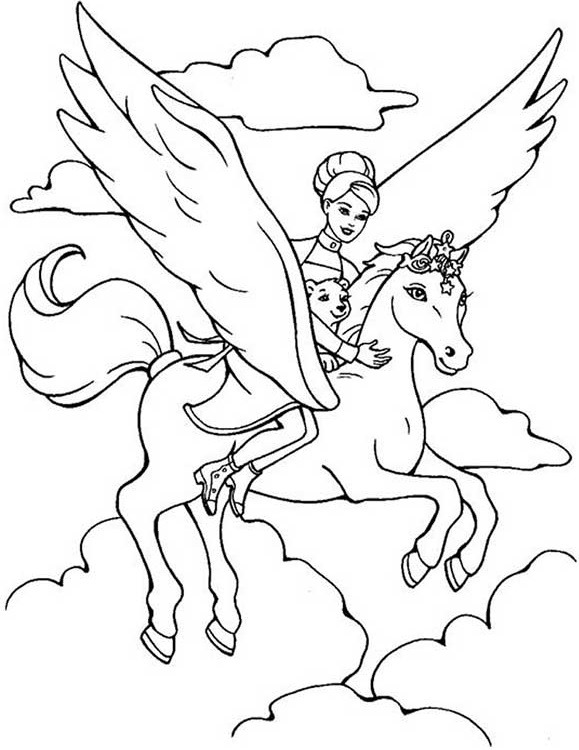 barbie đang cưỡi pegasus