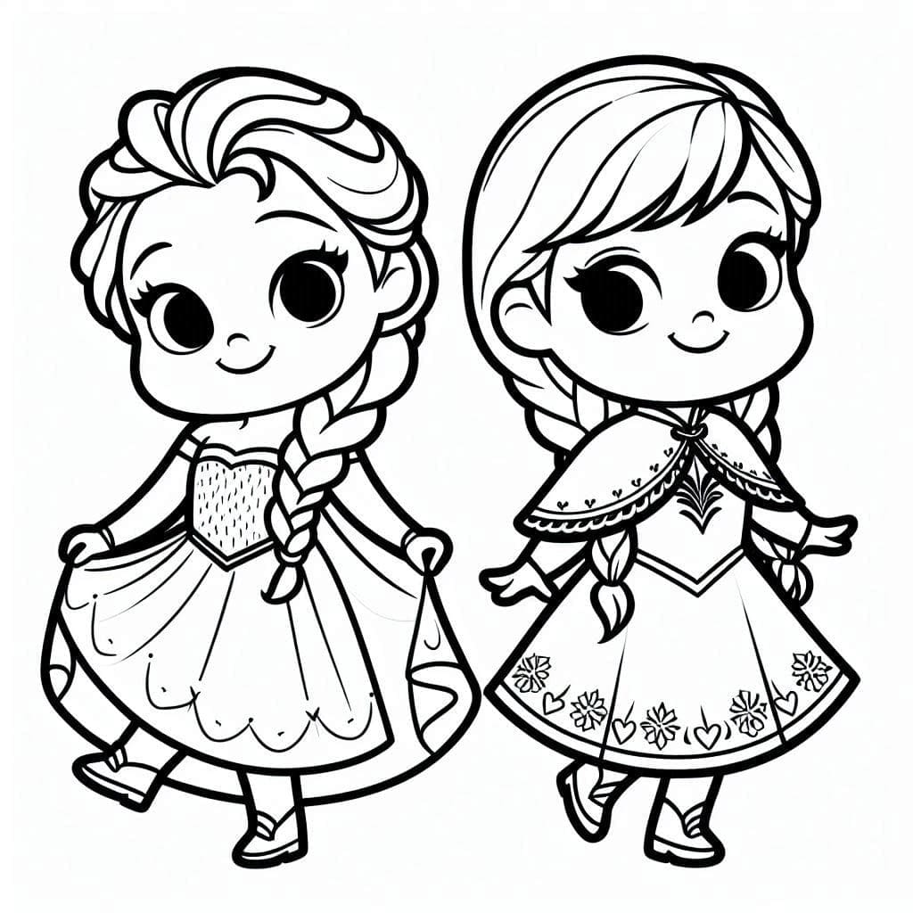 Elsa và Anna Chibi