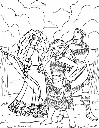 Merida Với Moana Và Pocahontas