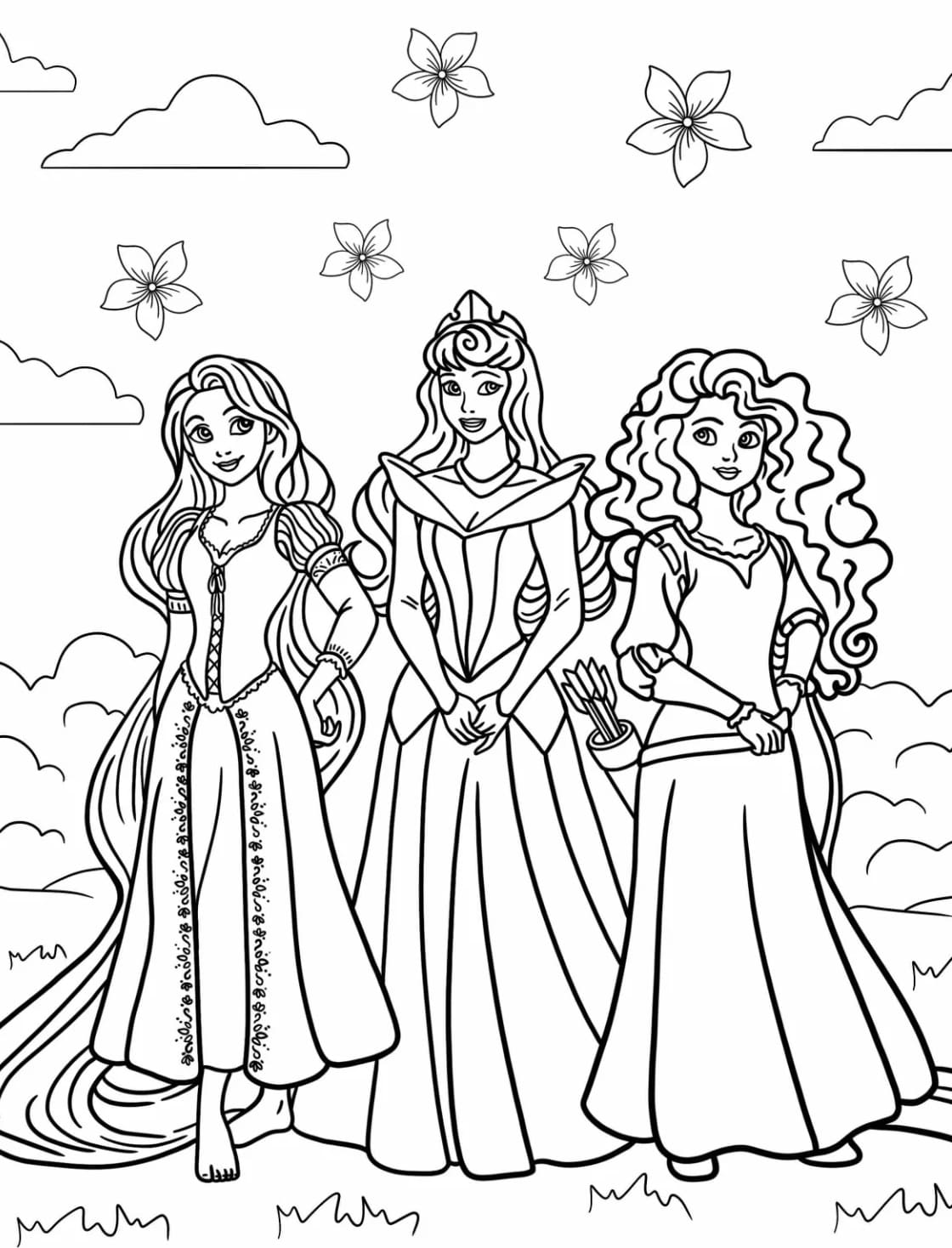 Rapunzel, Aurora, Và Merida