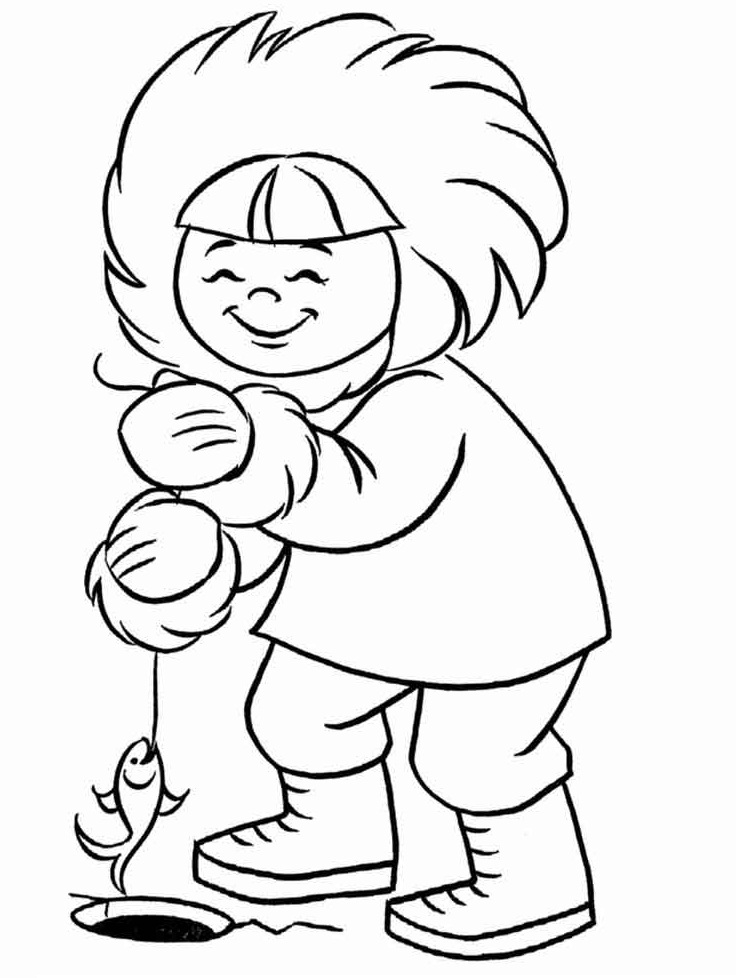 cô bé câu cá trên băng