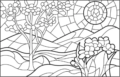 kính màu cảnh mùa xuân