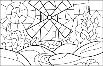 kính màu cối xay gió