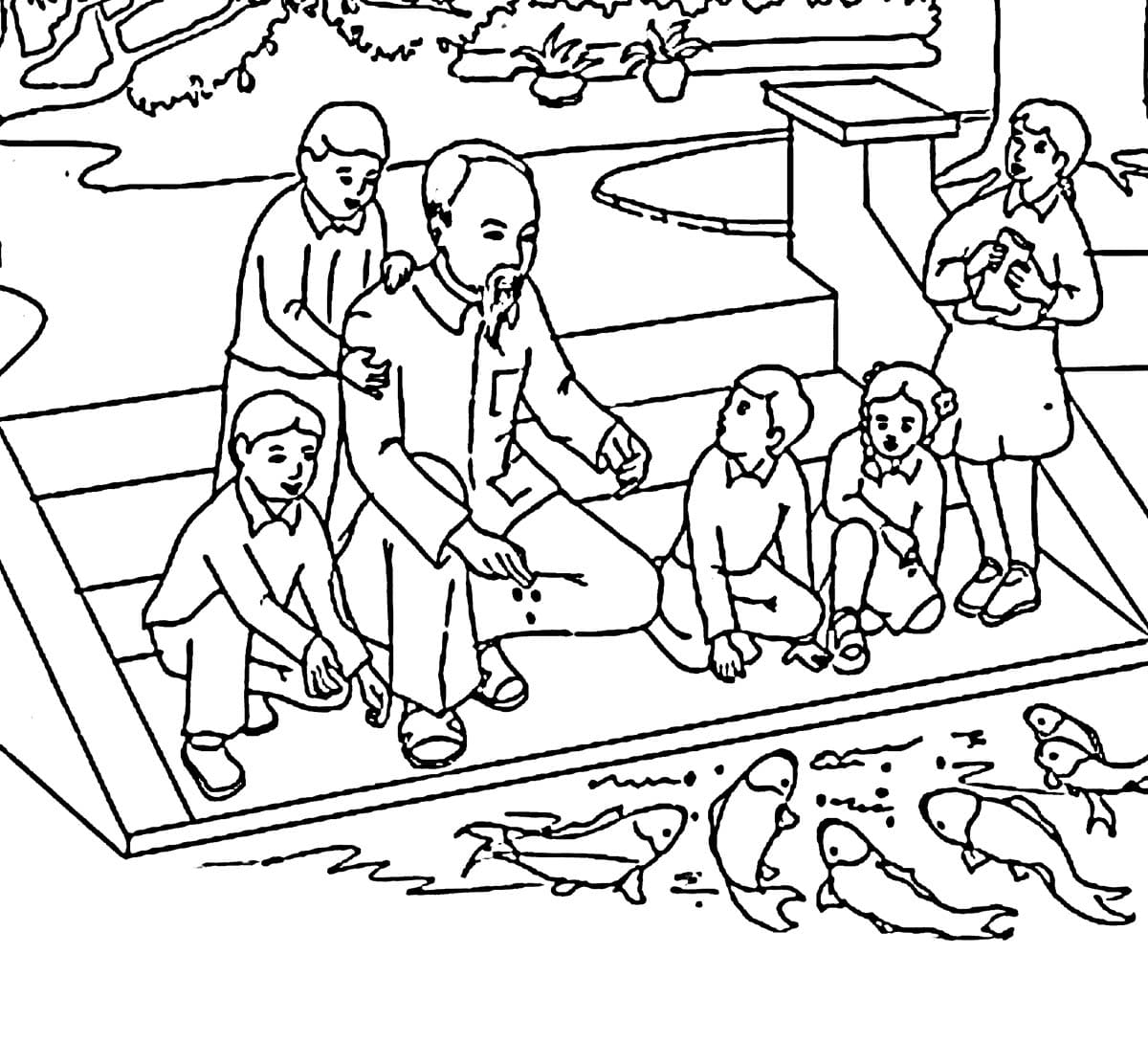 Bác Hồ Cho Cá Ăn Với Thiếu Nhi