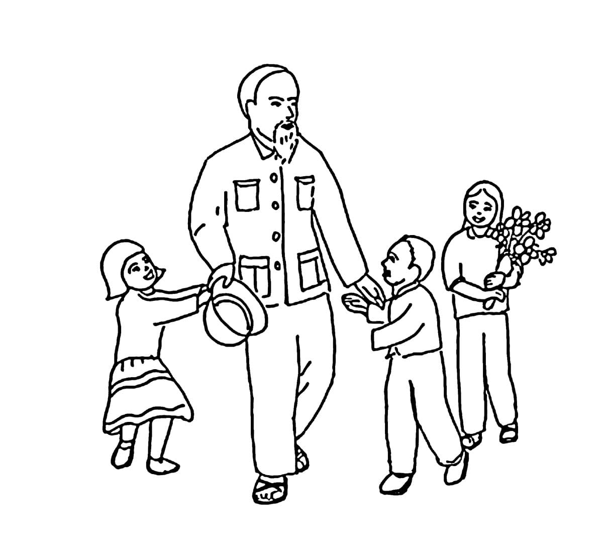 Bác Hồ Với Ba Cháu Thiếu Nhi