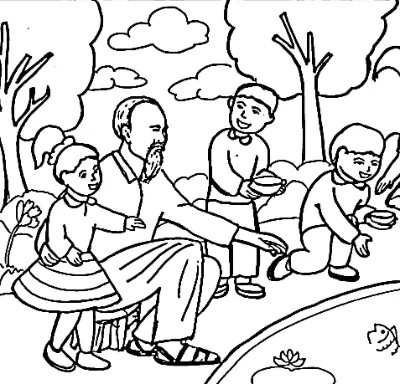 Bác Hồ Với Thiếu Nhi Cho Cá Ăn